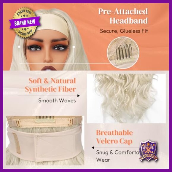 Human Hair Clip-In Bangs with Body Wave Headband Wig, Reusable main image 5